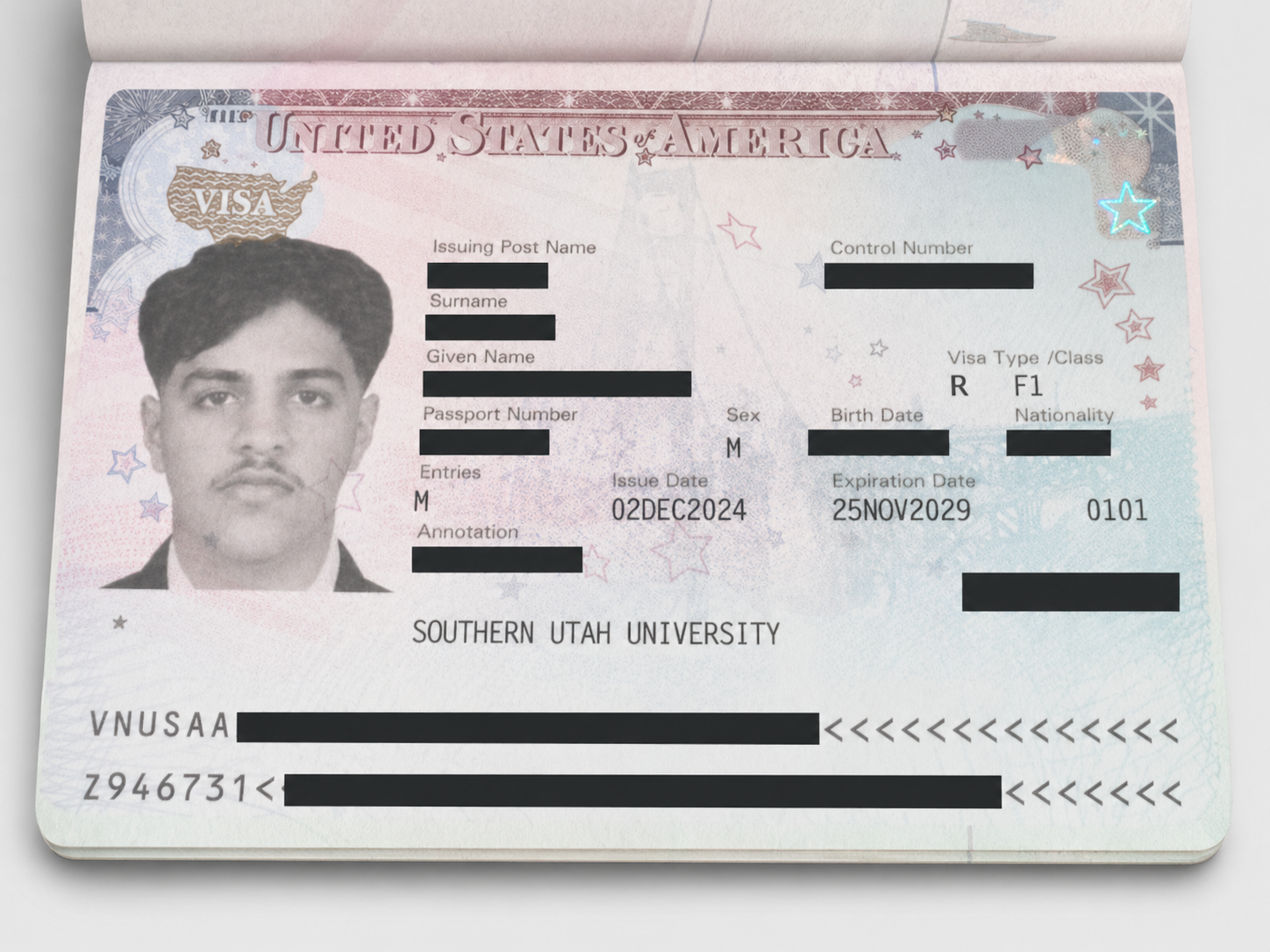 Issued student visa