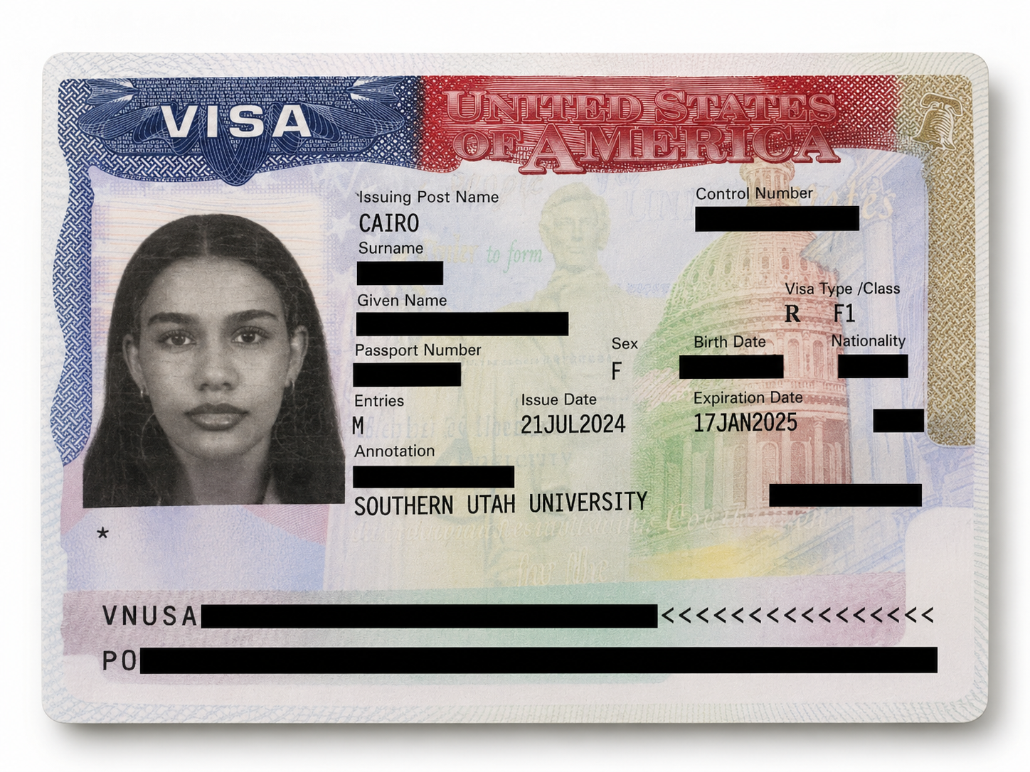 Issued student visa